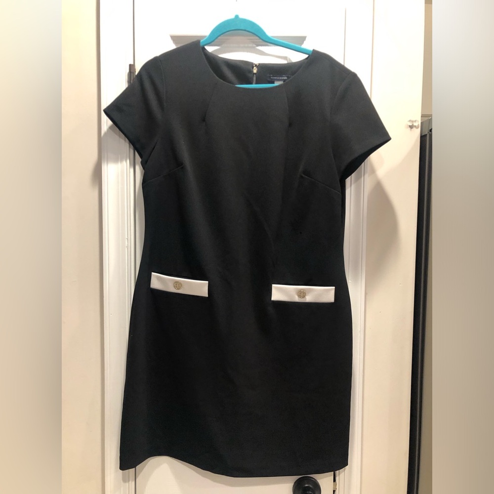 Tommy Hilfiger Black Dress with White Pocket Accents